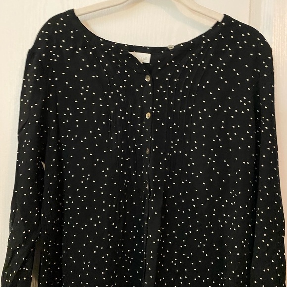 j jill black button down long sleeve blouse white speckles shirt - Picture 11 of 11